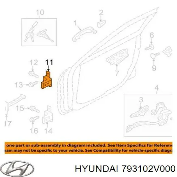  Bisagra de puerta delantera izquierda para Hyundai KONA OS