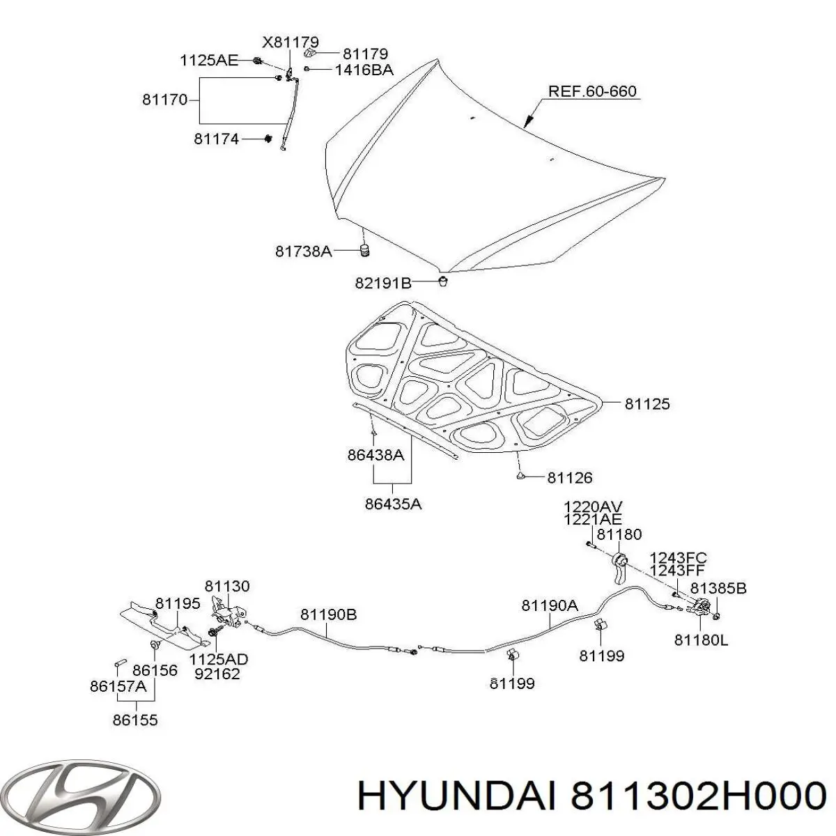  Cerradura del capó de motor para Hyundai Elantra 4 