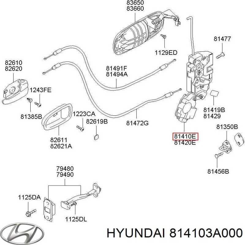  Cerradura de puerta trasera izquierda para Hyundai Trajet FO