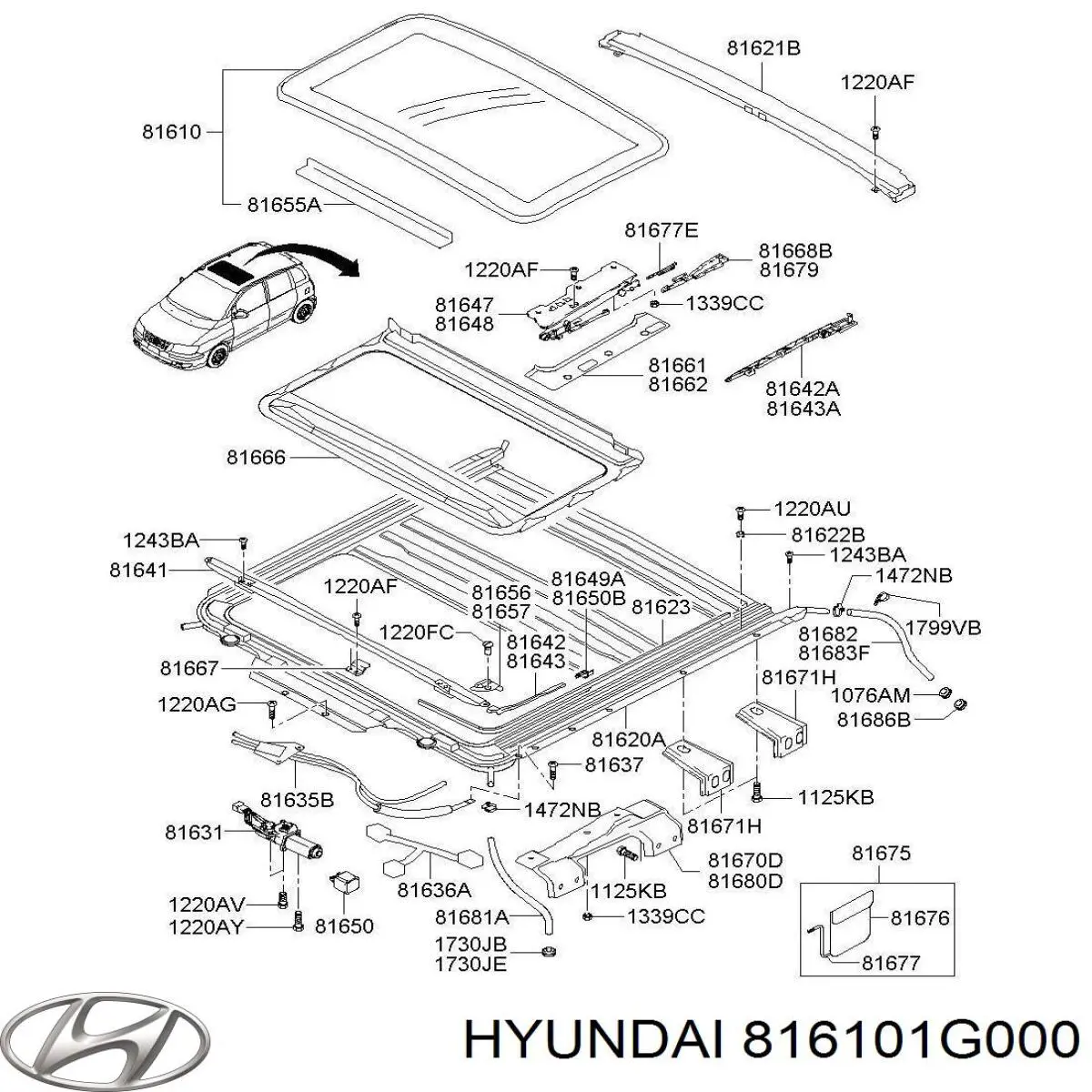  Tapa de techo solar para Hyundai Accent 3 