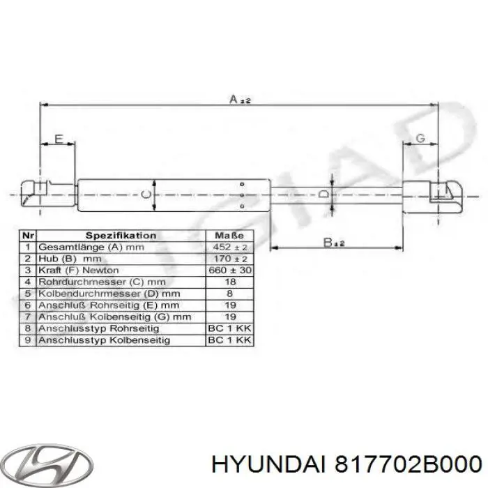 817702B000 Hyundai/Kia amortiguador de maletero