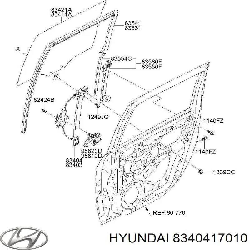  Mecanismo de elevalunas, puerta trasera derecha para Hyundai Matrix FC