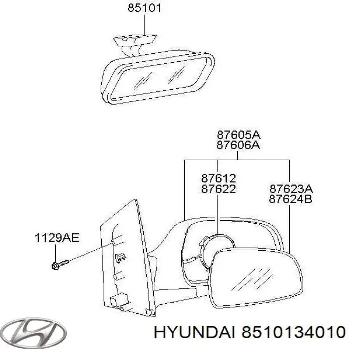  Retrovisor interior para Hyundai Matrix FC