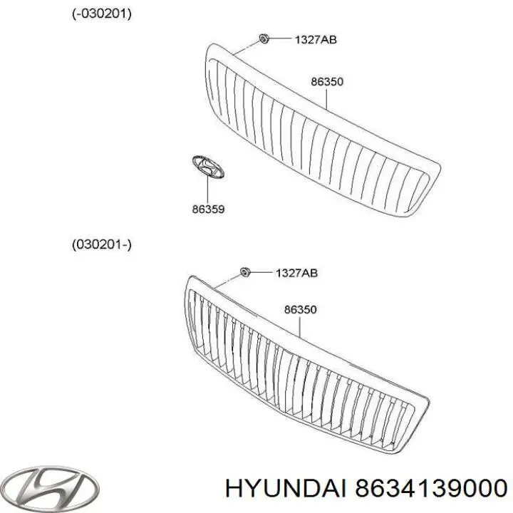  Logotipo del radiador I para Hyundai Trajet FO