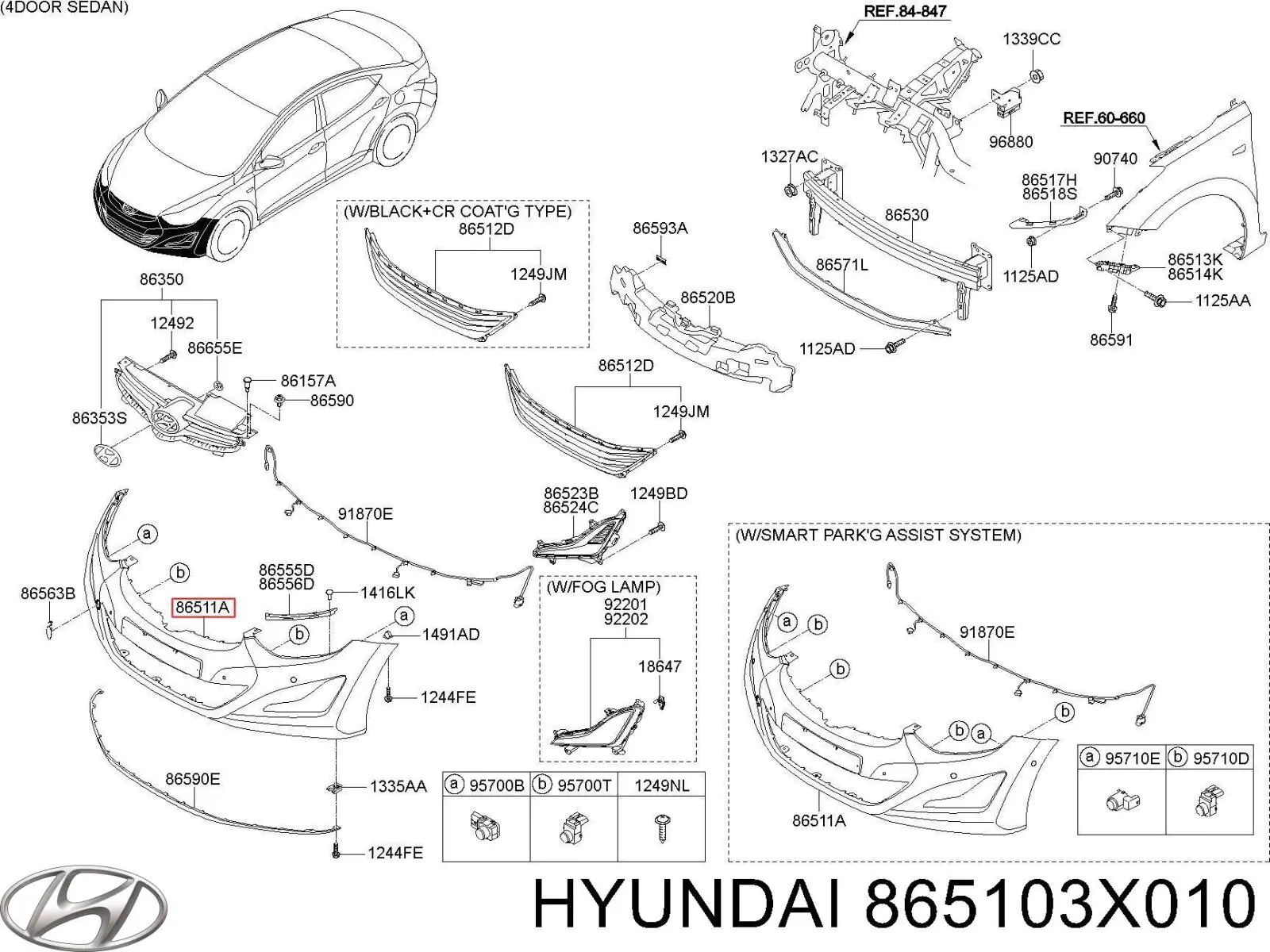  Parachoques delantero para Hyundai Elantra 5 