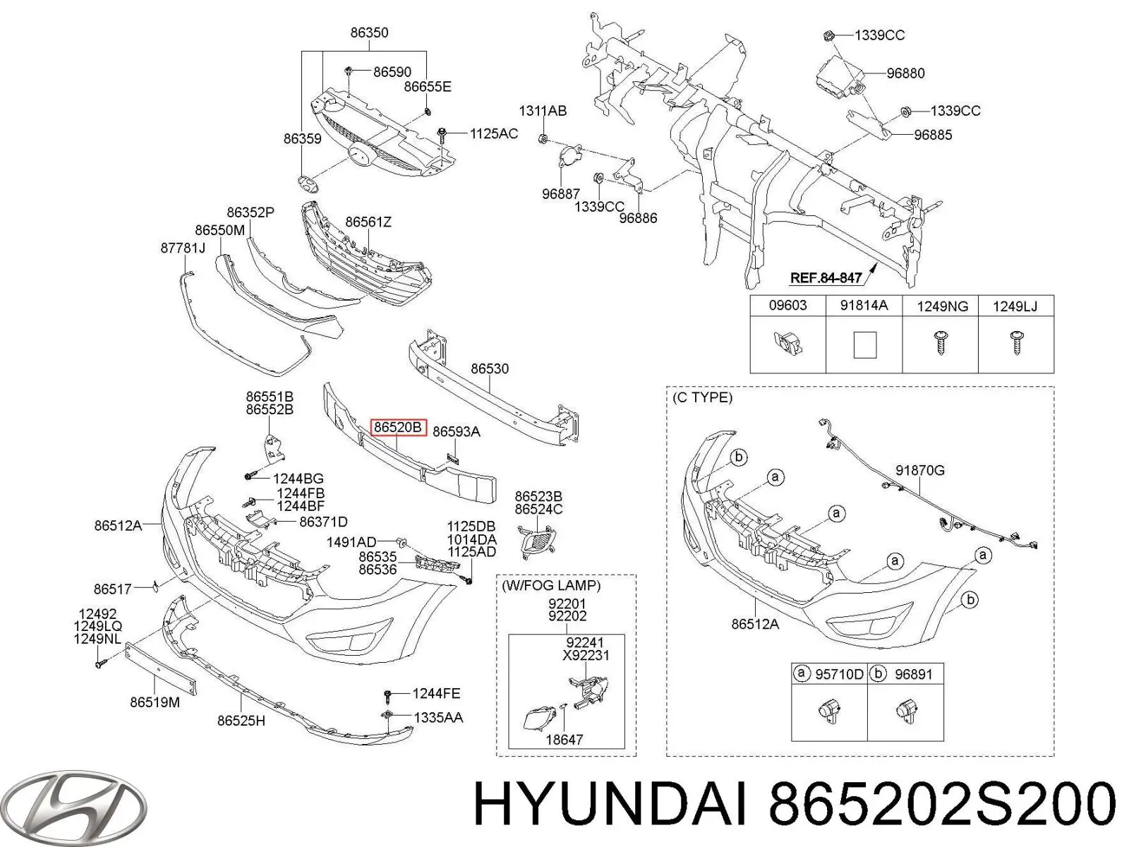 865202S200 Hyundai/Kia absorbente parachoques delantero