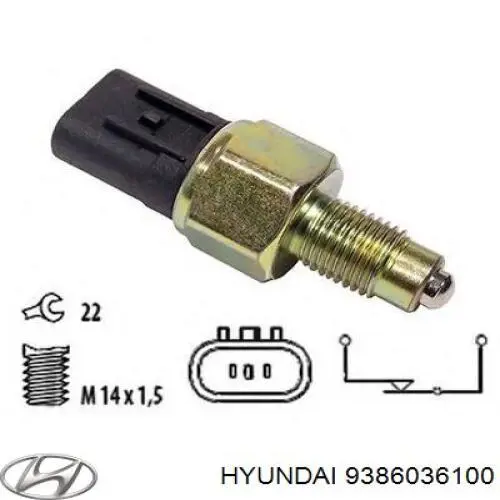 9386036100 Hyundai/Kia interruptor, piloto de marcha atrás