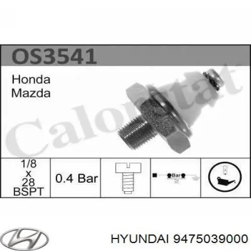 9475039000 Hyundai/Kia indicador, presión del aceite