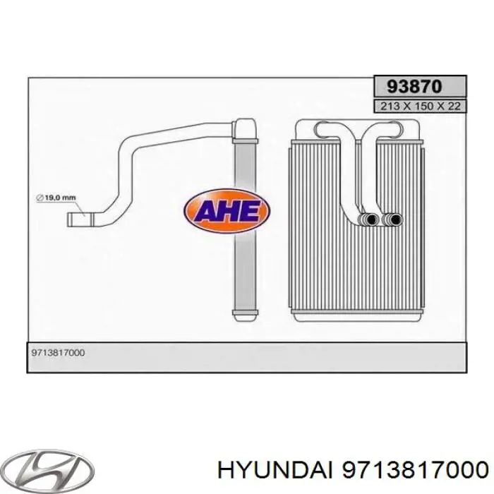 9713817000 Hyundai/Kia radiador de calefacción