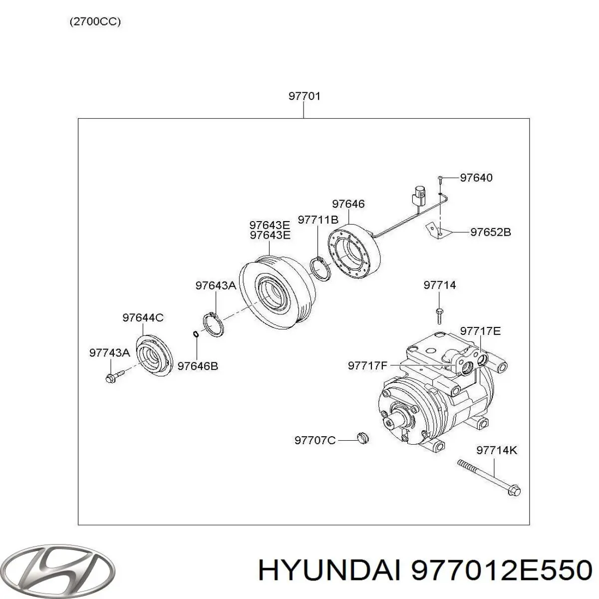 977012E550 Hyundai/Kia compresor de aire acondicionado