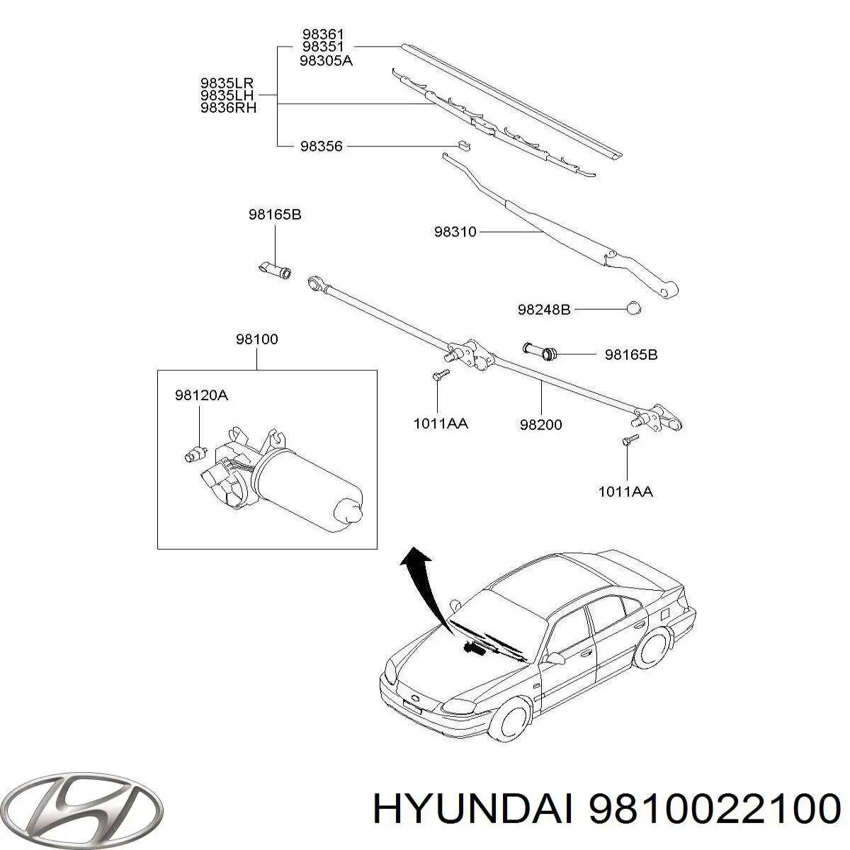  Motor del limpiaparabrisas del parabrisas para Hyundai Accent 