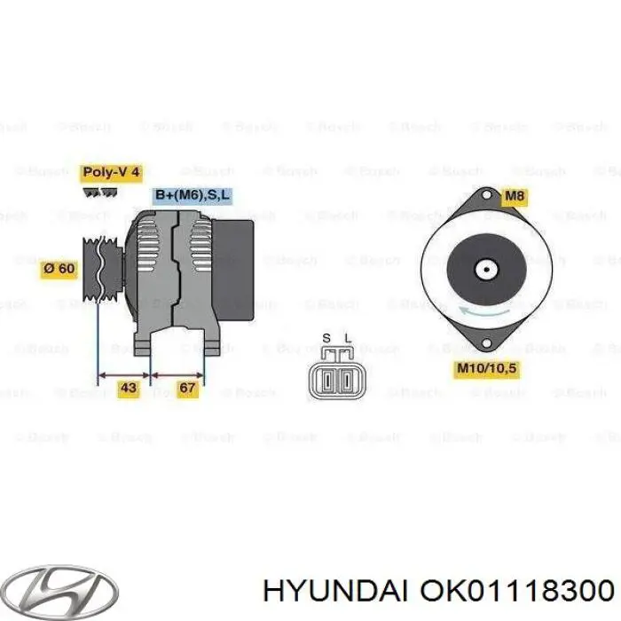 OK01118300 Hyundai/Kia alternador