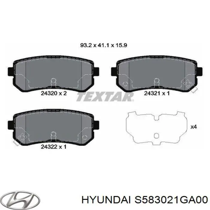 S583021GA00 Hyundai/Kia pastillas de freno traseras