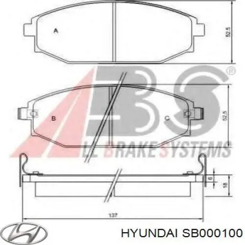 SB000100 Hyundai/Kia pastillas de freno delanteras