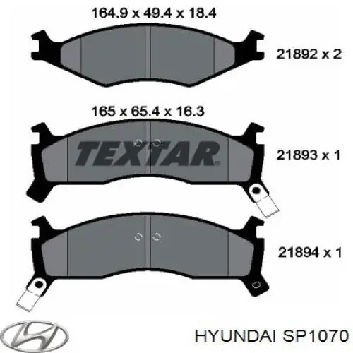 SP1070 Hyundai/Kia pastillas de freno delanteras