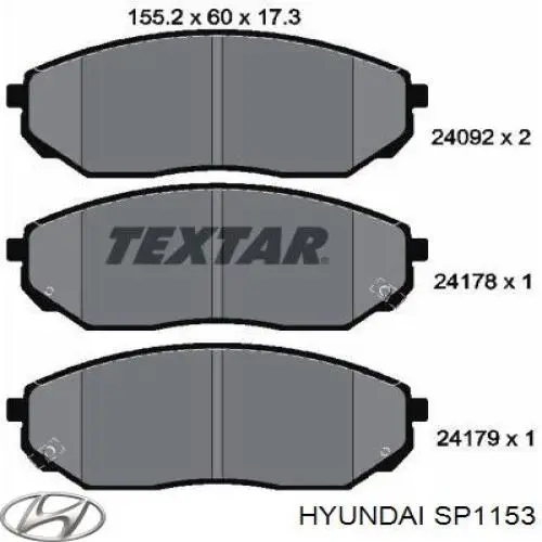 SP1153 Hyundai/Kia pastillas de freno delanteras