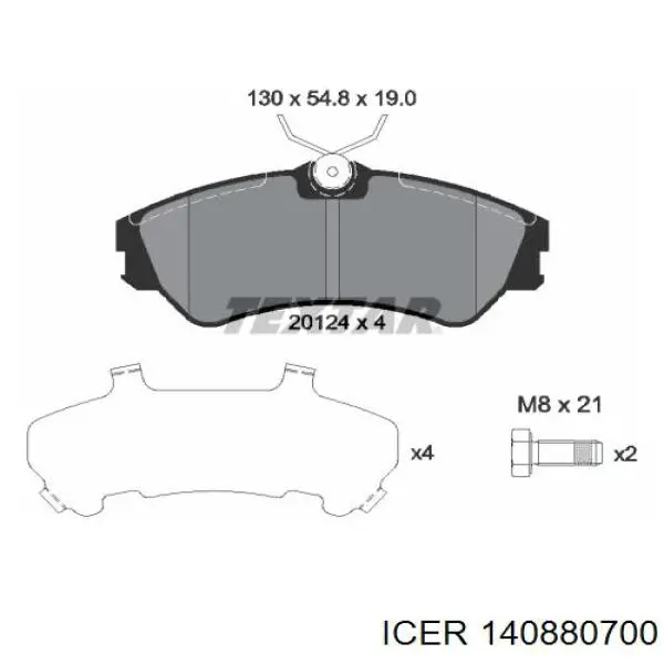 140880-700 Icer pastillas de freno delanteras