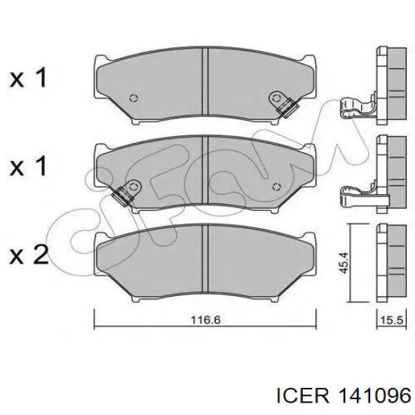 141096 Icer pastillas de freno delanteras