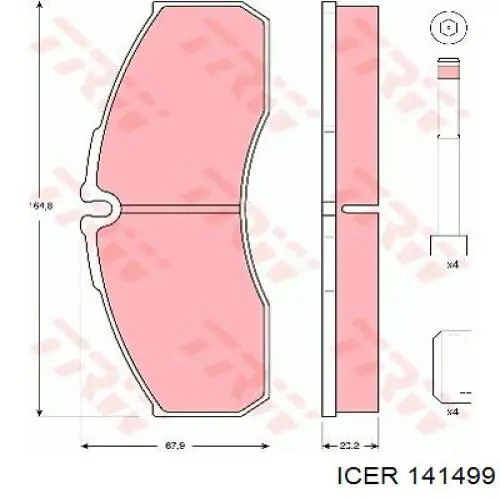 141499 Icer pastillas de freno delanteras