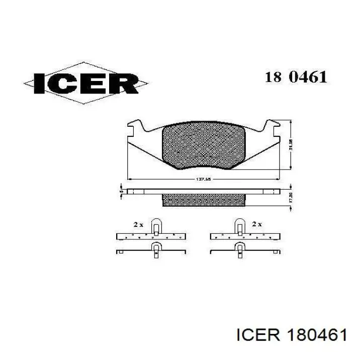 180461 Icer pastillas de freno delanteras