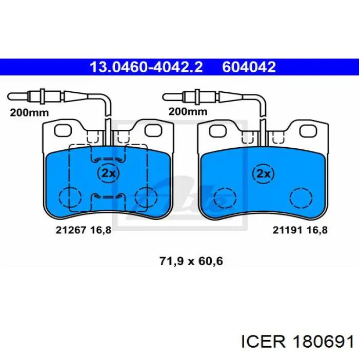 180691 Icer pastillas de freno delanteras