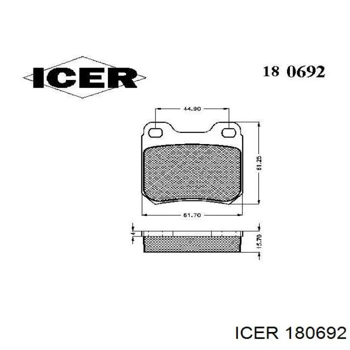 180692 Icer pastillas de freno traseras