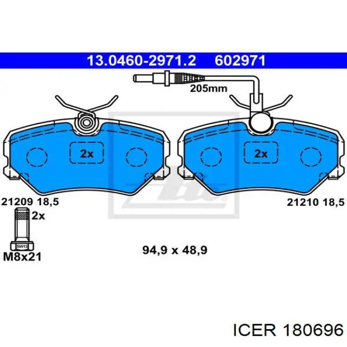 180696 Icer pastillas de freno delanteras