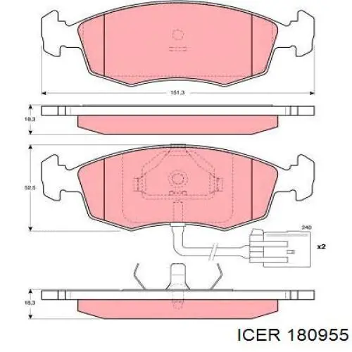 180955 Icer pastillas de freno delanteras