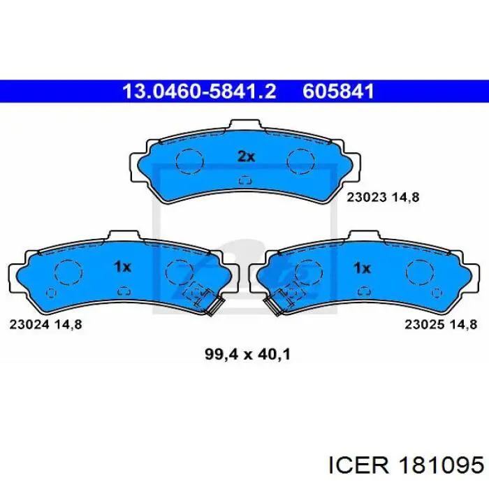 181095 Icer pastillas de freno traseras