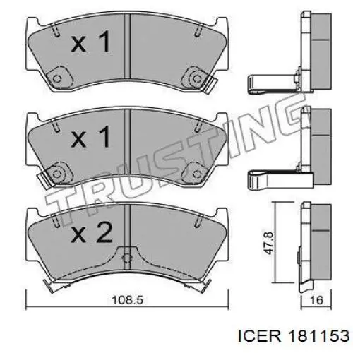 181153 Icer pastillas de freno delanteras