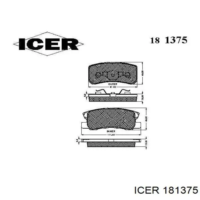 181375 Icer pastillas de freno traseras