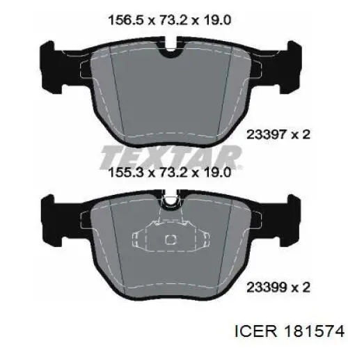 181574 Icer pastillas de freno delanteras
