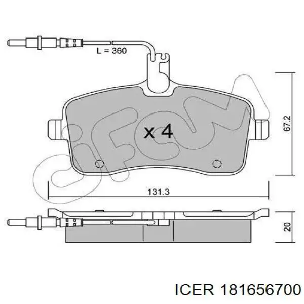 181656-700 Icer pastillas de freno delanteras
