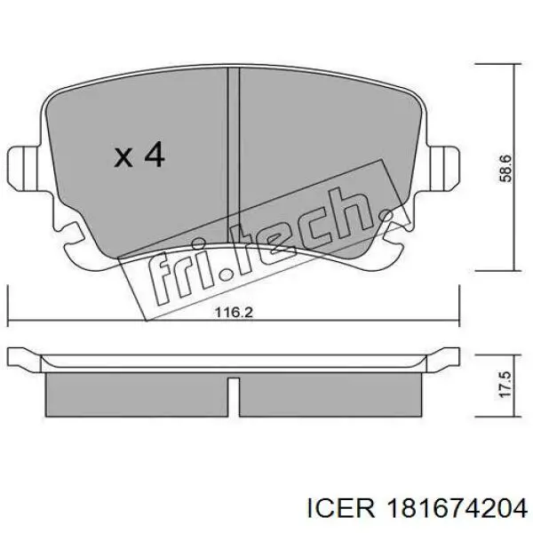 181674-204 Icer pastillas de freno traseras