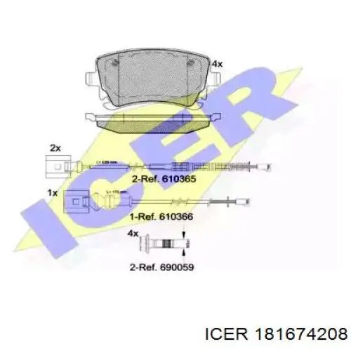 181674-208 Icer pastillas de freno traseras