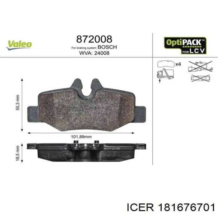 181676-701 Icer pastillas de freno traseras