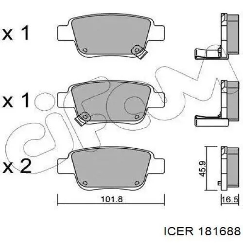 181688 Icer pastillas de freno traseras
