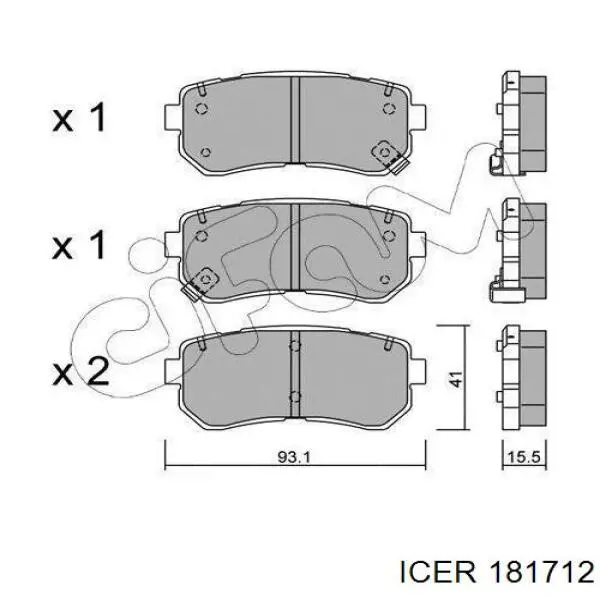 181712 Icer pastillas de freno traseras