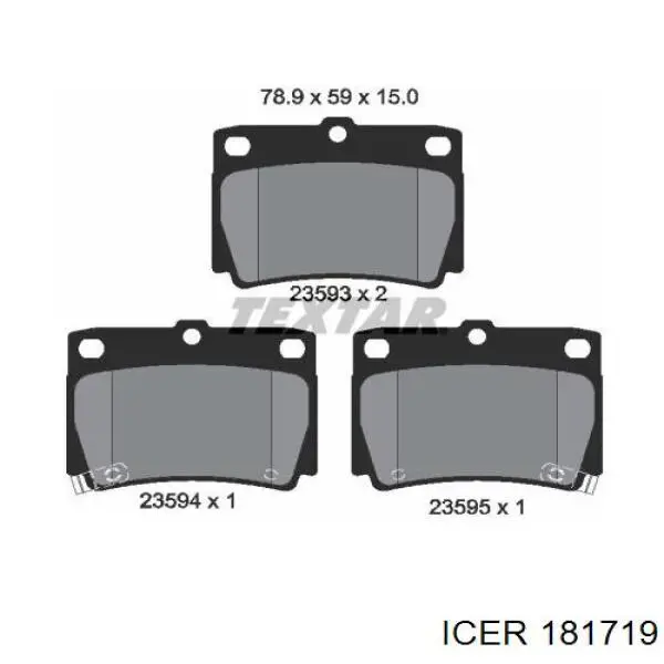 181719 Icer pastillas de freno traseras