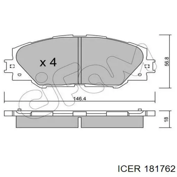 181762 Icer pastillas de freno delanteras