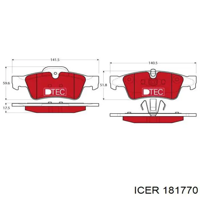 181770 Icer pastillas de freno traseras