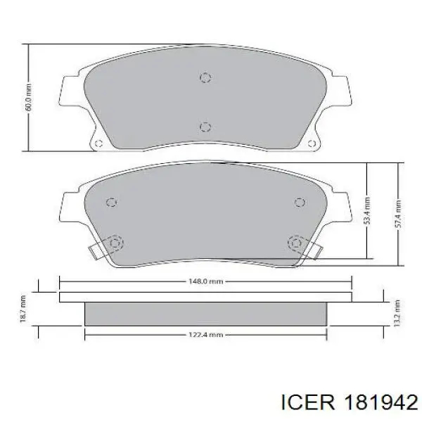 181942 Icer pastillas de freno delanteras