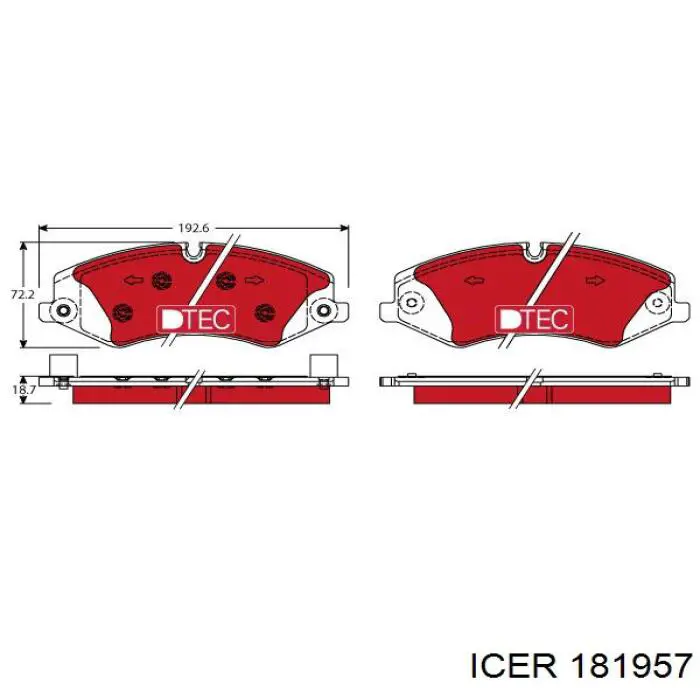 181957 Icer pastillas de freno delanteras