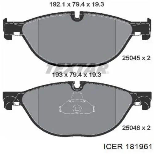 181961 Icer pastillas de freno delanteras