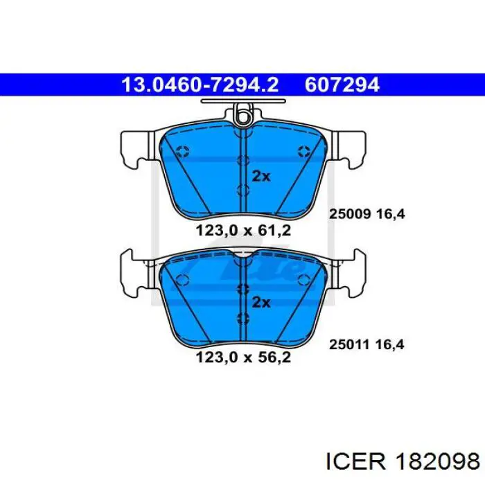 182098 Icer pastillas de freno traseras