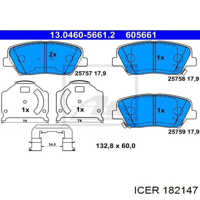 182147 Icer pastillas de freno delanteras