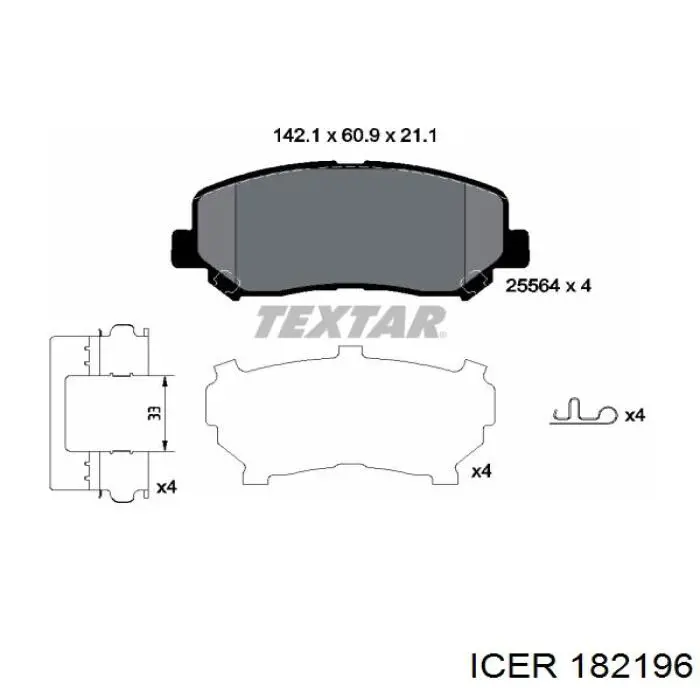 182196 Icer pastillas de freno delanteras