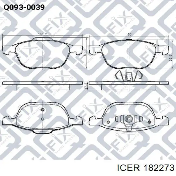 182273 Icer pastillas de freno delanteras