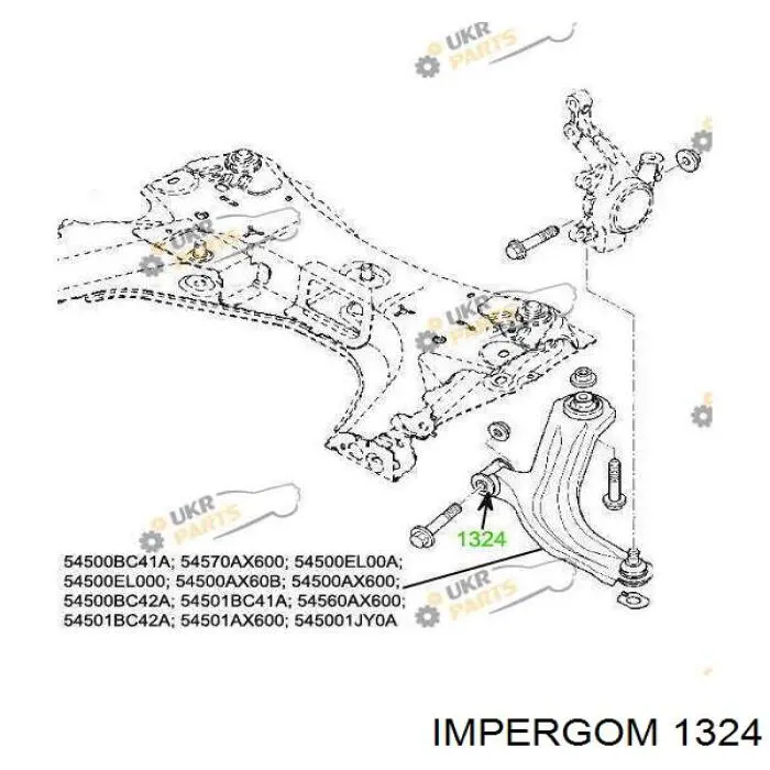 1324 Impergom suspensión, brazo oscilante trasero inferior