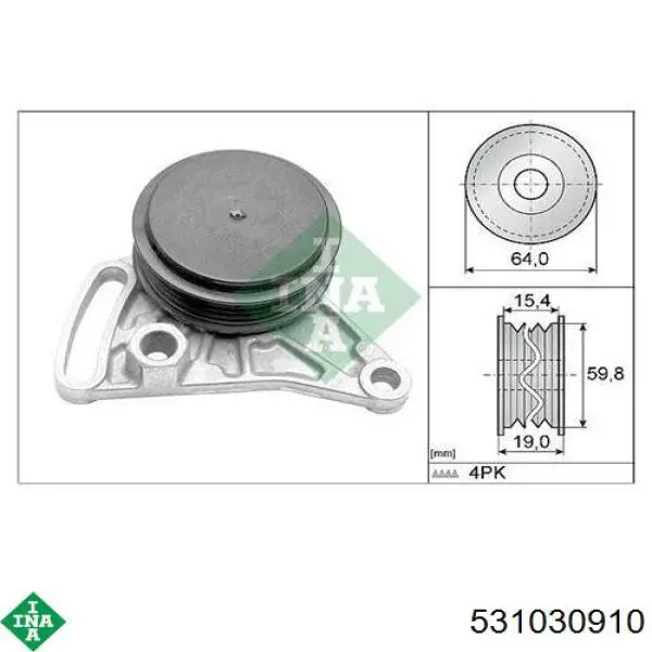 531 0309 10 INA tensor de correa, correa poli v